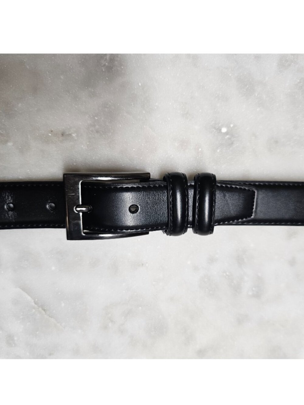 Mio Marino Genuine Leather Black Classic Belt 32” Unisex Gunmetal 1-Prong Buckle